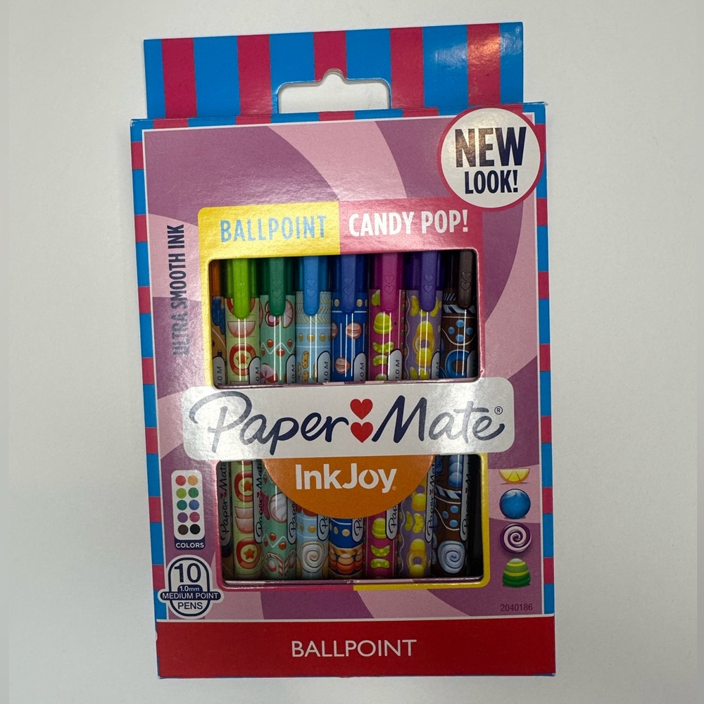 InkJoy Candy Pop Ballpoint Pens - Vibrant Multicolor Set of 10. Discontinued.